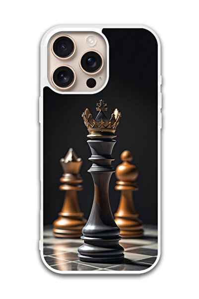Theodor غطاء حماية لهاتف أبل آيفون 16 برو، ملك الشطرنج (مصد أبيض)