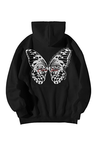 Harajuku Style Unisex Μαύρο Φούτερ Calvin Jones με στάμπα και τσέπη καγκουρό,...