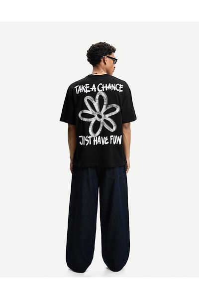 ACTIVE MODA - Take a Chance Just Have Fun Printed Cotton Oversize Men's T-Shirt Big Bedn
