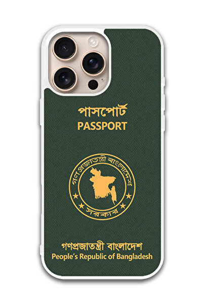 Theodor غطاء حماية لهاتف أبل آيفون 16 برو ماكس، جواز سفر بنغلاديشي (مصد أبيض)
