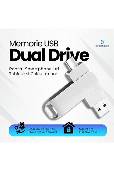 SpectrumPoint USB Memory for Phones, Tablets and Computers, Capacity 512 GB, USB 3.1, USB Type-C, Silver