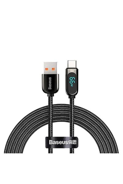 Baseus USB to Type-C Data Cable 66W, 2m, Display (CASX020101), Black
