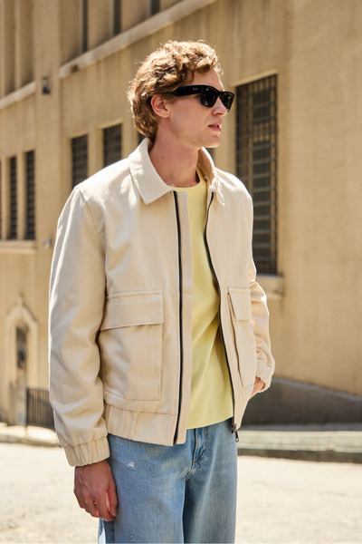 Danger Men's Cotton Coat Jacket Beige