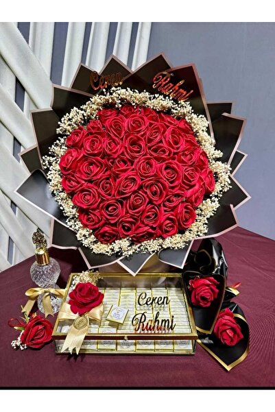 Çiçek Ekonomik Kız İsteme Çiçeği Ve Çikolatası ( İsme Özel)