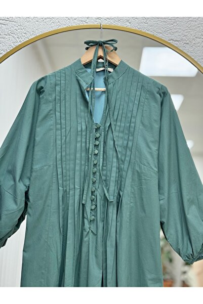 BENAHOLL Φόρεμα Loryla με ραβδώσεις στο μπροστινό μέρος με ρέλι Voile-EK606.1 Mint