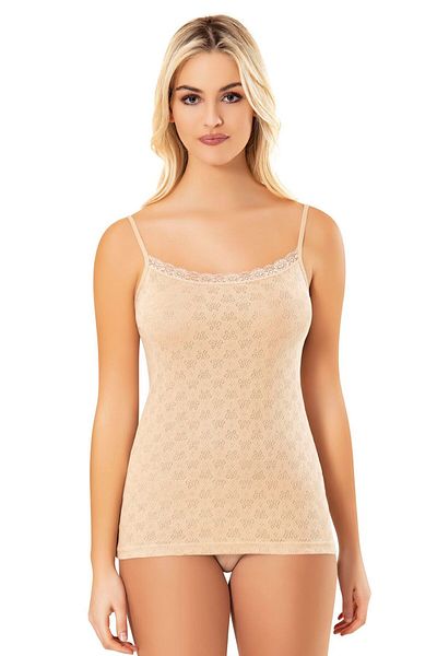 Sereia Women's Heart Striped Lace Collar Thin Strap Ribbed Undershirt Skin 6-Piece - Skin - Sreiakoy-6S01M3-Ten
