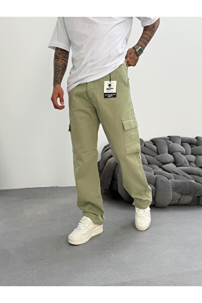 KağanKY Πράσινο πλαϊνή τσέπη φαρδύ τζιν