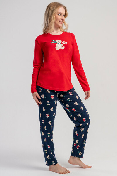 VİENETTA Women's Cotton Long Sleeve Pajama Set, 503060