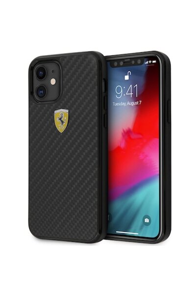 Ferrari Carbon Fiber On Track Case for Apple iPhone 12 mini - Black