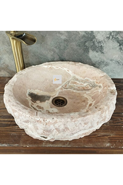 Genel Markalar Pembe Traverten Doğal Yüzey Lüks Çanak Lavabo