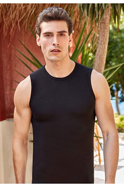 Berrak قميص رجالي من القطن والإليستان ليكرا بدون أكمام 0