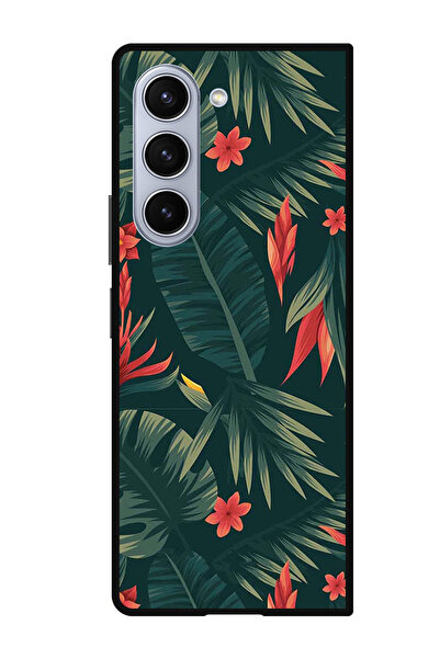 Theodor جراب واقٍ مضاد للخدش والصدمات لهاتف Samsung Galaxy Z Fold 5 بأوراق خضراء