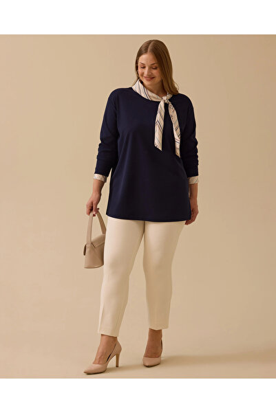 Gala-Xi Plus Size Scarf Collar Blouse