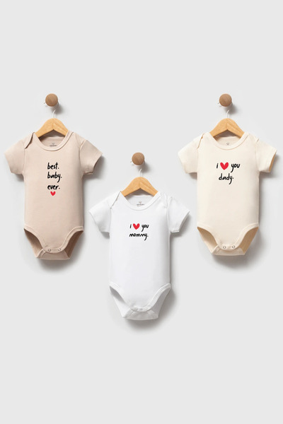 Naive Baby 100% Cotton Baby Bodysuit - Best Set of 3 - Baby Bodysuit Badi - Written Bodysuit