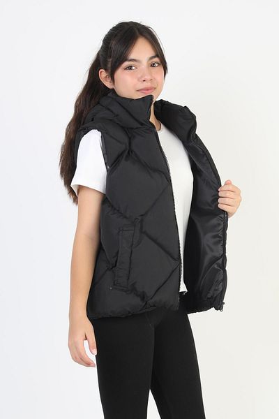 ASYAKİDS CLUB Girl's Hooded Pocket Lined Waterproof Seasonal Puffer Vest