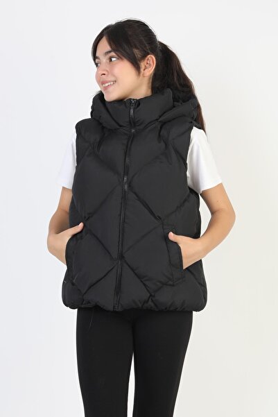 ASYAKİDS CLUB Girl's Hooded Pocket Lined Waterproof Seasonal Puffer Vest