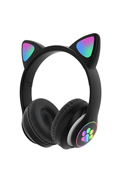 YETI Sunix Kids Bluetooth Headphones Cat Ears, LED, Wireless, Microphone, Foldable, Black