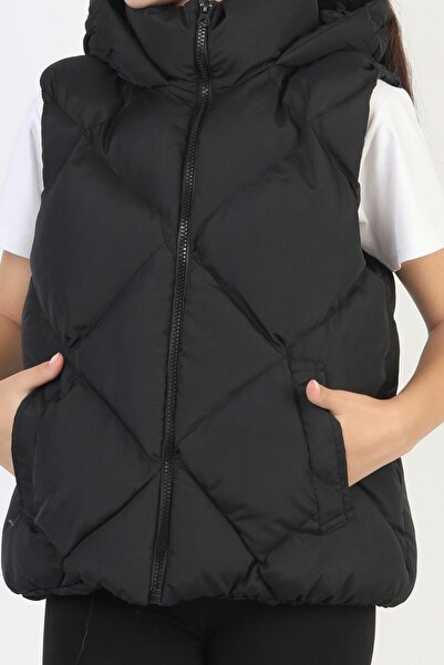 ASYAKİDS CLUB Girl's Hooded Pocket Lined Waterproof Seasonal Puffer Vest