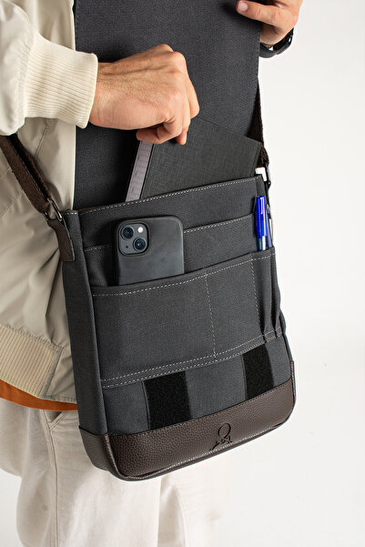 By Hakan Mega 417 Unisex Canvas Messenger Bag Messenger Bag Shoulder Bag Black-Brown