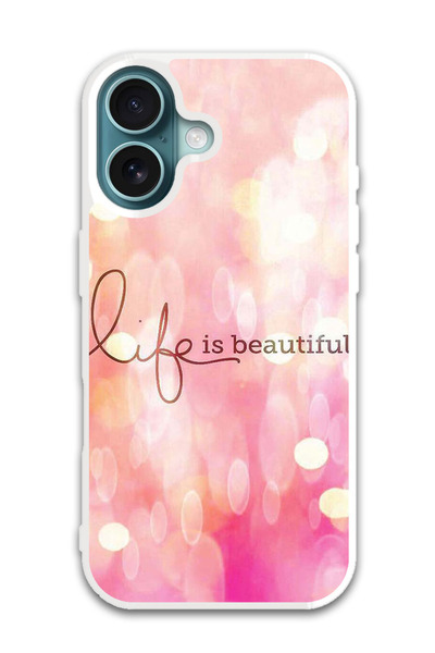 Theodor غطاء حماية لجهاز أبل آيفون 16 - الحياة جميلة (مصد أبيض)