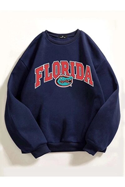 Harajuku Style Дамска тениска в тъмно син цвят с принт на алигатор от Флорида