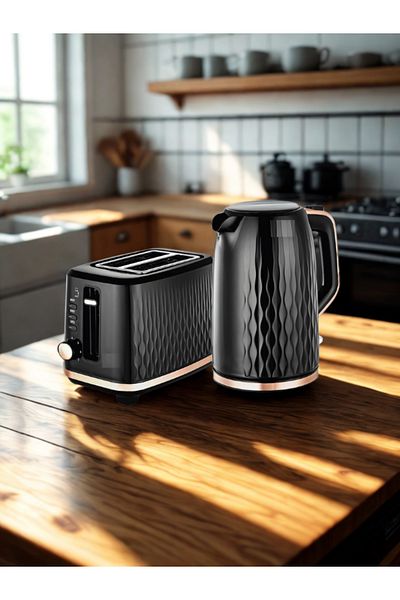 Black&Decker Black & Decker Electric Kettle and 2 Slice Toaster Breakfast Set MBF90-B5, 2200 W, 1.7 L