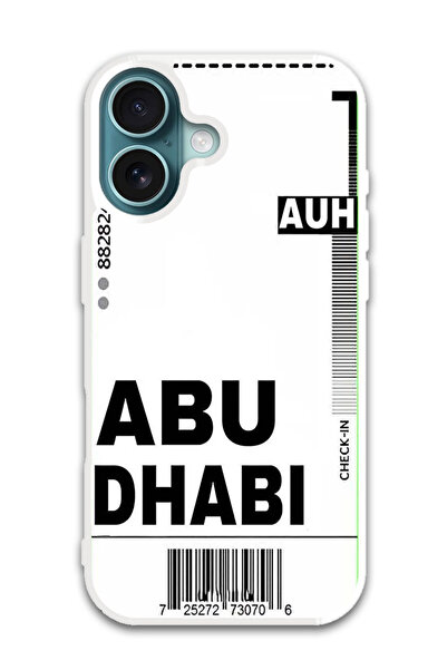 Theodor غطاء حماية لهاتف أبل آيفون 16 بلس (بطاقة صعود طائرة AUH) (مصد أبيض)