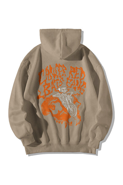 Harajuku Style Cream Women's Men's Oversize Hooded Kangaroo Pocket Cancer Bat...