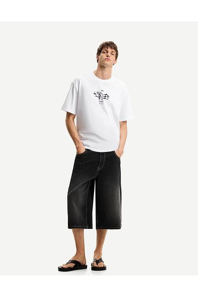 ACTIVE MODA -Not Sorry Printed Cotton Oversize Men's T-Shirt Large Bedn