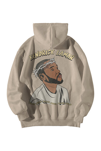 Harajuku Style Women Men Cream Kendrick Lamar Jesus Printed Oversize Hoodie w...