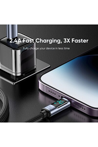 Joyroom USB Data Cable Compatible Lightning 2.4A, Aluminum, Length 1.2m, C53, Black