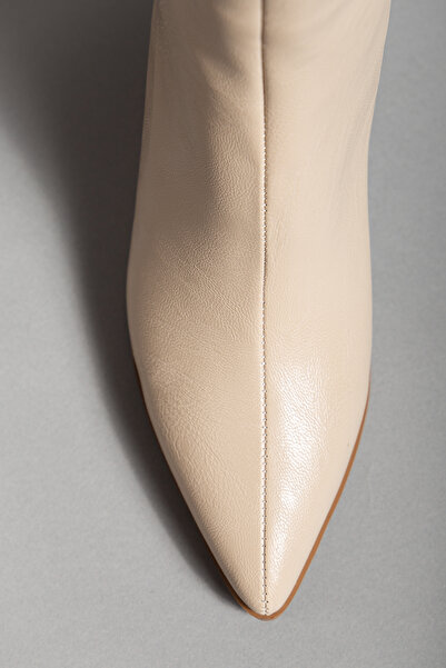 camaiore Kadın İnce Topuklu Bej Deri Bilekte Bot