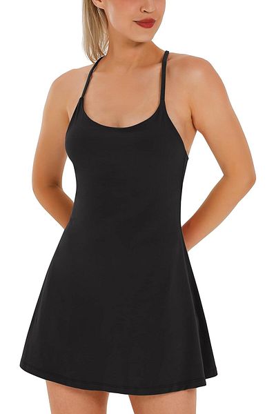Ewedoos Women's Tennis Dress with Integrated Shorts & Bra Tennis Summer Dress Women's Dresses with Shorts -M