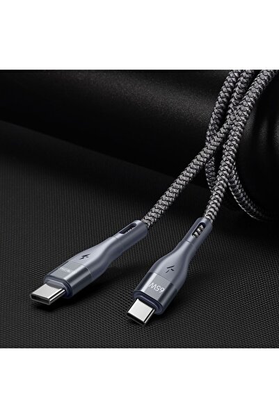 DUZZONA Cablu de date și încărcare Duzzona, USB-C la USB-C, 65W, 480Mbps, 1M, Gri