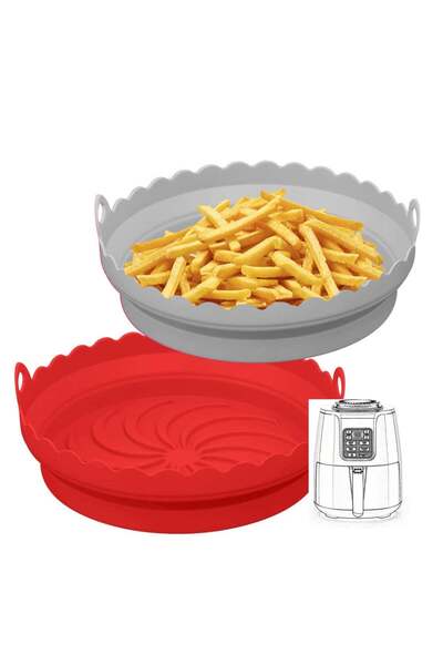 Generic SYOSI Air Fryer Silicone Pot Air Fryer Liners Round Baking Pan For Microwave Oven Roaster Reusable