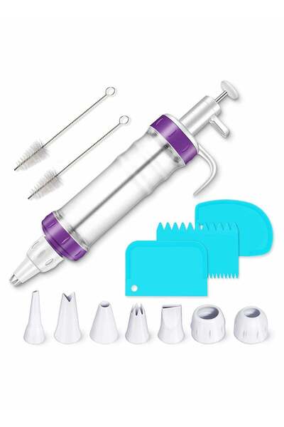 Generic Cake Decorating Syringe Set - Includes Cupcake Frosting Injector, 7 Icing Nozzles & 3 Cream Scraper