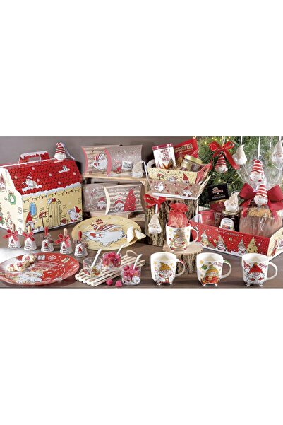 Decorer Cream red glass plate with Santa Claus design Ø 30 cm