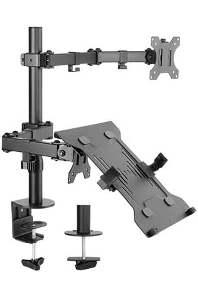HAMOOD TV SA Economic Articulating Screen Arm with Laptop Holder, Adjustable for Screens 13 to 32 inches
