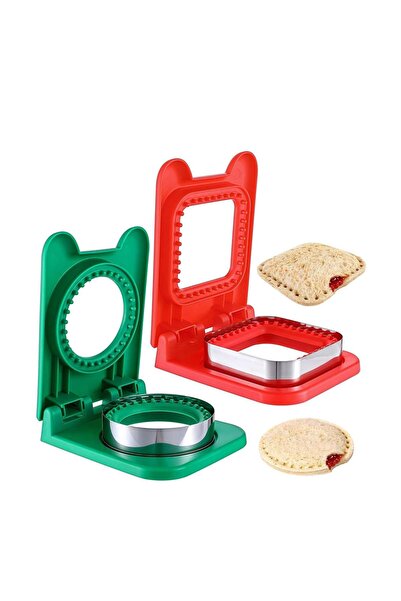 Generic Sandwich Cutter and Sealer Set, 2 Pack Circle and Square Shaped, Red ...