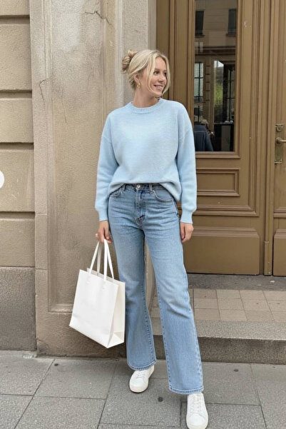 oshebu Baby Blue – guler rotund supradimensionat Pulover de tricotat