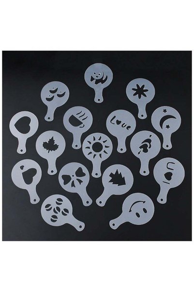 Generic 16-Piece Coffee Foam Latte Art Stencil Set