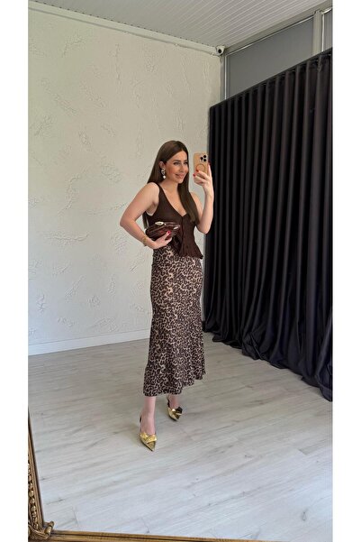 elif teke Knitted Vest Knitwear Blouse Bitter Brown