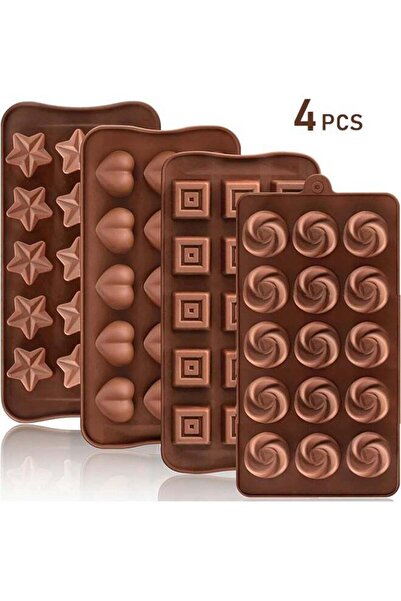 Generic 4Pcs Chocolate Molds Silicone for Hard Candy Butter, Small Bite Size ...