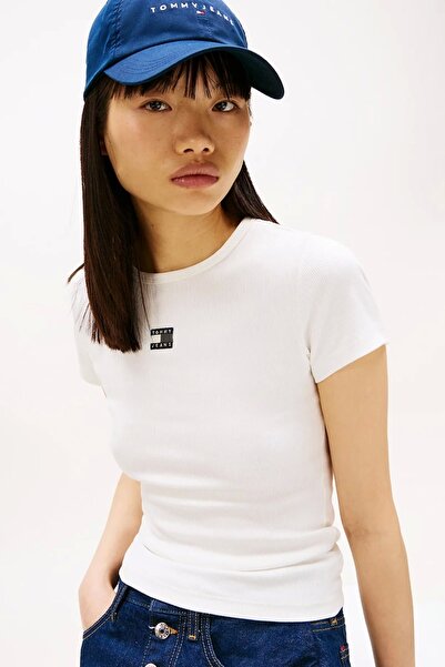 Tommy Hilfiger TJW SLIM BADGE RIB TEE Női fehér póló DW0DW17881YBL