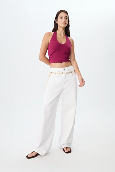 Stradivarius Halter yaka crop top