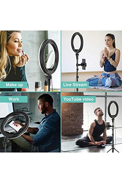 Generic 10" Dimmable LED Selfie Ring Light with 63" Tripod, Phone Holder & Remote for iPhone/Android