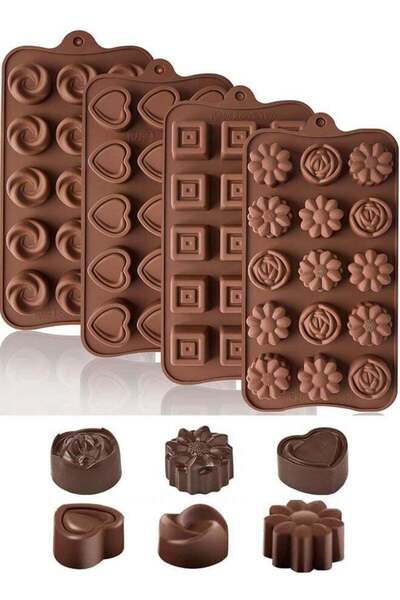 Generic Silicone Chocolate Molds, 4 Pack Non-Stick Candy Molds Cookery Moulds...