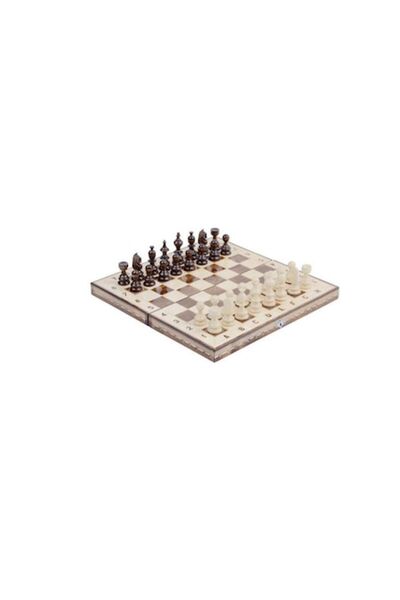 E EFRALL Wooden Chess and Backgammon Set 3 in 1, 38x38 cm, Brown and White, A...