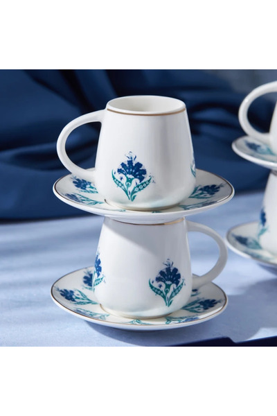 ARMESA - Emsan - Gülbahar 4 Kişilik Double Kahve Fincan Takımı 90 ml