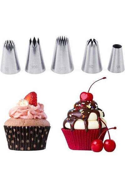 Generic 5Pcs Large Piping Tips Set Stainless Steel Frosting Piping Kit Pastry...